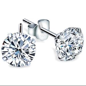 New 925 Sterling Silver Jewelry 
6mm Round CZ Cubic Zircon Classic
Stud Earrings